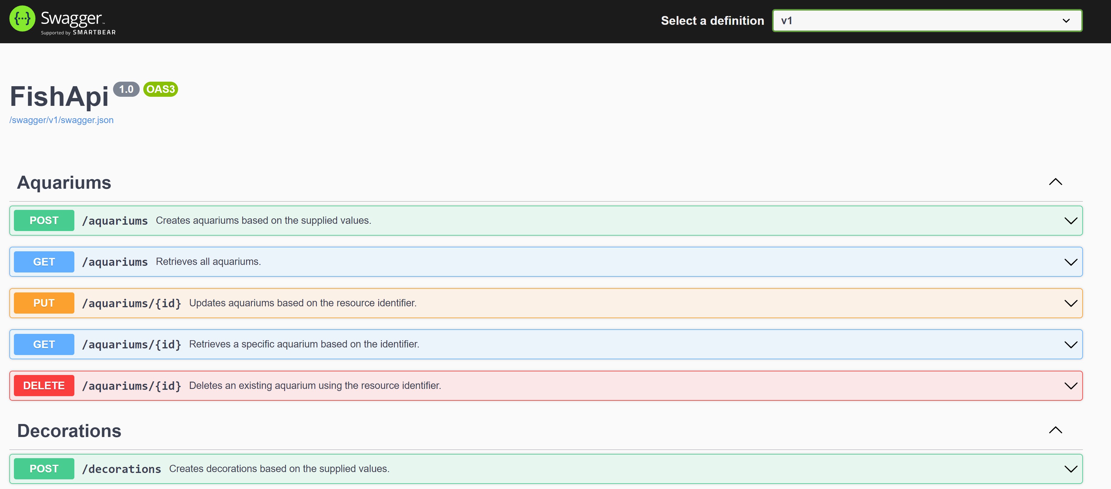 Screenshot of nice, readable Swagger UI
